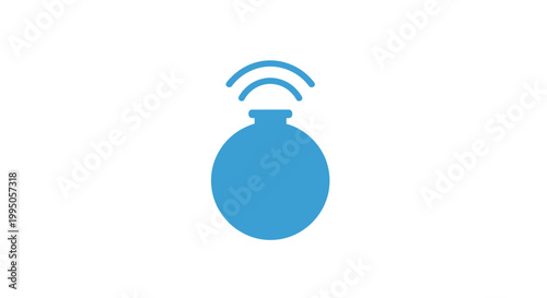 Blue sphere with radiating waves icon.