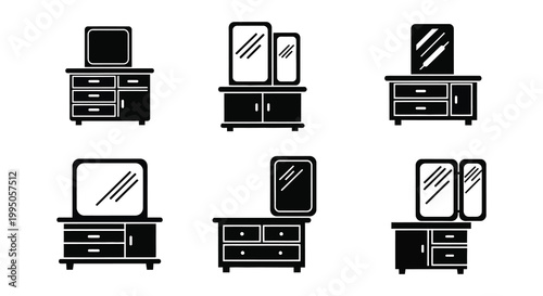 Black and white dresser and mirror set a minimalist silhouette