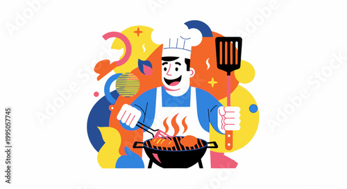 Expert Chef Mastering the Grill for High-End Hospitality Branding and Corporate Summer Event Promotions