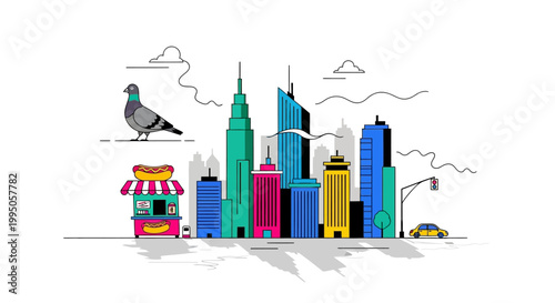 Stylized New York City Metropolitan Skyline Vector Illustration for Modern Corporate Branding and Urban-Themed Marketing Campaigns
