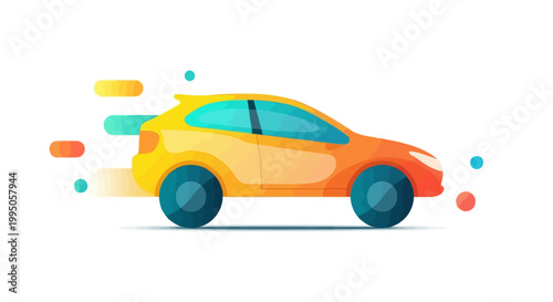 Modern abstract car illustration representing agile logistics, rapid delivery solutions, and high-speed tech mobility for B2B fleet management.