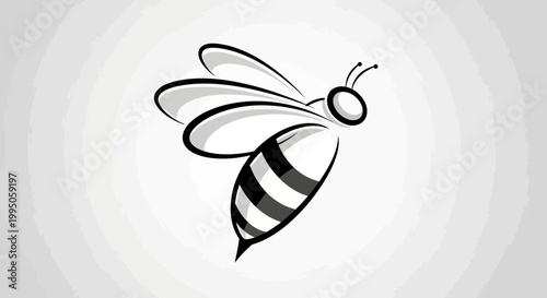 Minimalist bee illustration, stylized insect logo, simple line art, nature concept