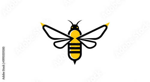 Stylized Bee Icon - Minimalist Design, Vector Art