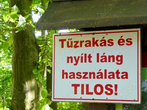 Hungarian language prohibition sign 