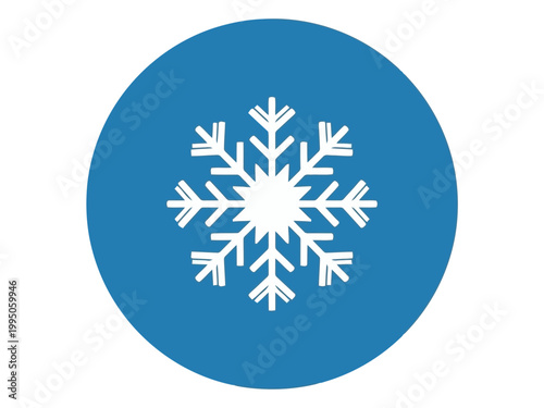 A cute and stylish peacock blue silhouette circle with a perfect looking white and pure snowflake 