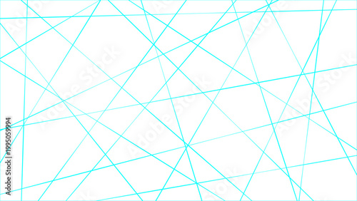 Abstract Cyan Geometric Line Background on White, Random Intersecting Straight Lines Pattern, Modern Minimal Design for Branding, Wallpaper, Poster and Creative Backdrop
