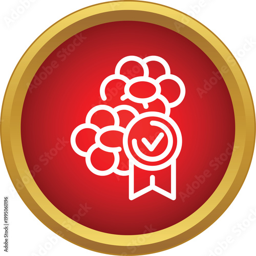 Cells with a verified badge, representing quality control in medical testing and biology