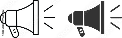 Obraz na płótnie Megaphone and Loudspeaker Icon Set featuring announcement, broadcast and marketi