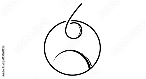 a black and white drawing of a six.