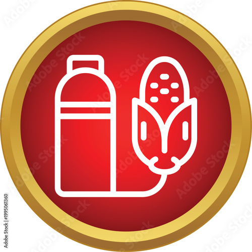 Corn oil bottle and corn cob icon symbolizing biofuel production