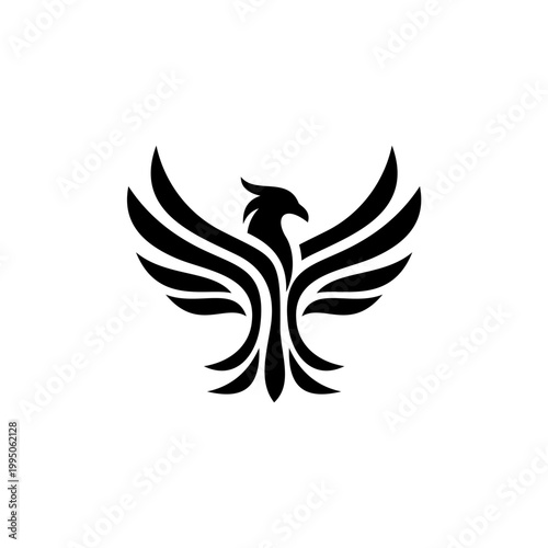 Black Phoenix Bird Icon Logo.