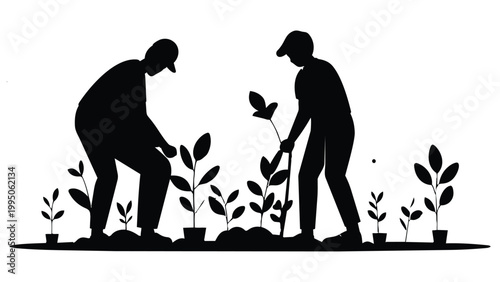 Silhouette illustration of a loving family with mother, son, and daughter in a simple black vector style representing people and togetherness