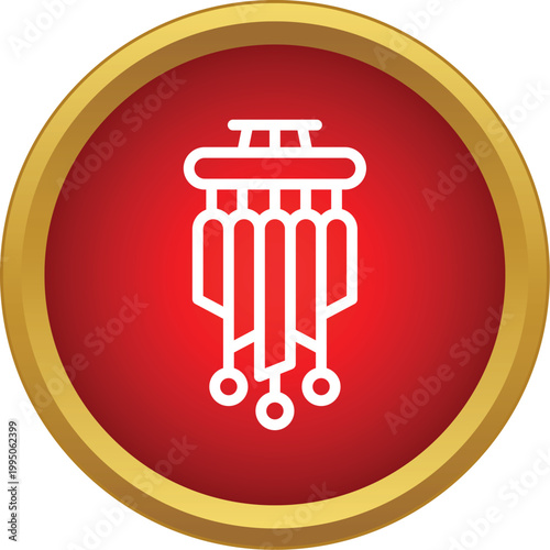 Lucky charm pendant icon representing protection and tradition within a red circle