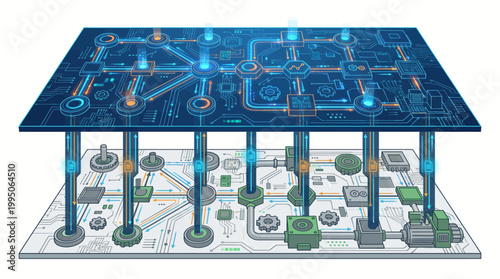 Blueprint of a futuristic infrastructure system.