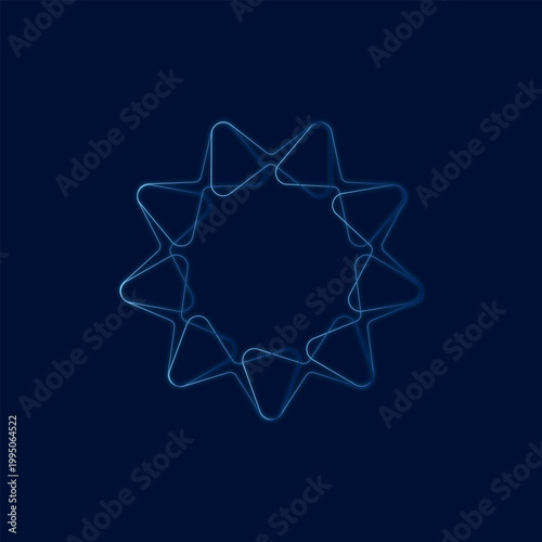 Abstract dynamic orb thin line circular strange shape modern mystic vector graphic design illustration