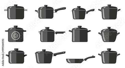 Collection of various kitchen pots and pans.