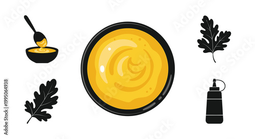 Golden honey with accompanying elements a striking black silhouette