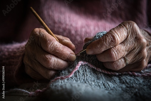 Crafting Memories: An Elderly Hand Weaves a Cozy Sweater