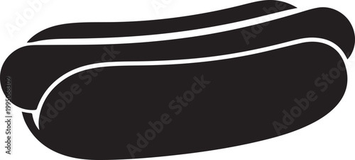 A black hot dog icon with a white outline on a transparent background
