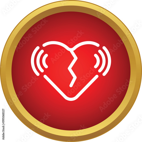 Broken heart icon with sound waves symbolizing love problems, heartbreak, and emotional pain