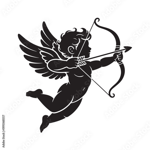 Bold black silhouette of a running horse with flowing mane and tail