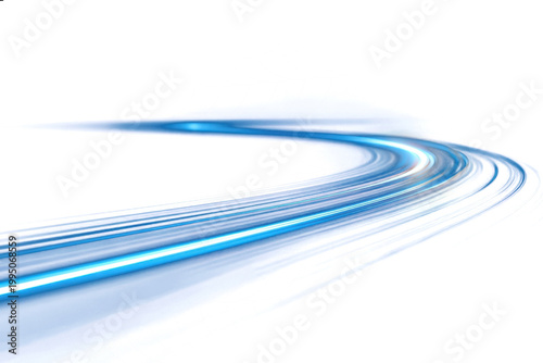 Abstract image showing glowing blue lines against black background, suggesting movement and speed