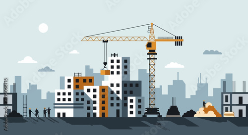 Construction Crane in Urban Area.