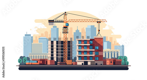 Construction Site with Crane and Buildings 4.