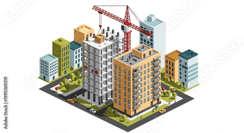 Construction Site with Crane and Buildings 5.