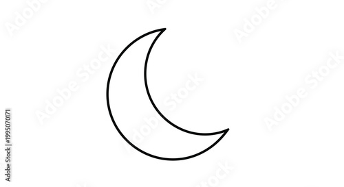 Simple line drawing of a crescent moon on a white background