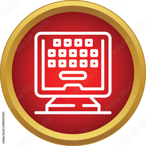 Keyboard computer monitor icon representing data entry and office technology