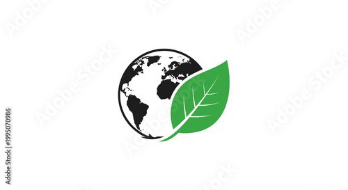 A green leaf embraces a globe symbolizing environmental sustainability