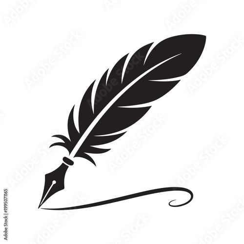 Black minimalist quill pen ink splash