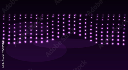 Purple LED lights installation in dark room with futuristic ambiance for nightclub decoration