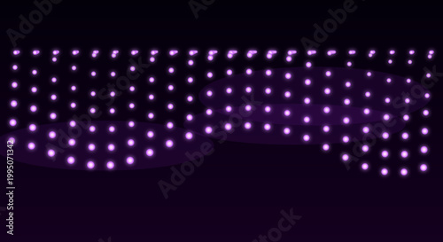 Purple LED lights on black background in futuristic neon style with purple glow for nightclub decor