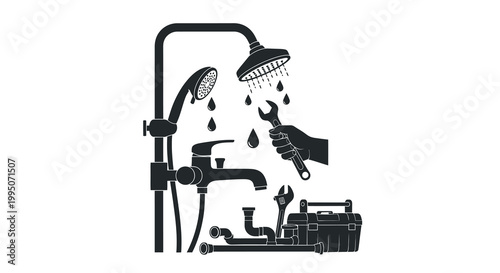 Shower repair a wrench fixes dripping plumbing and showerheads