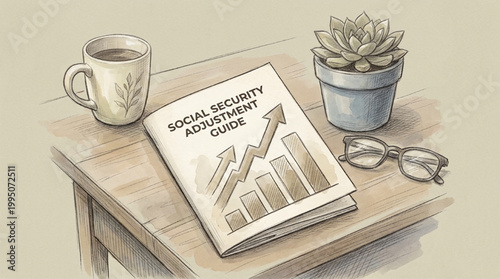 Social security adjustment guide document with financial growth chart
