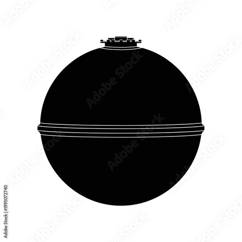Satellite Propellant Tank Silhouette, Spherical Hydrazine Tank and Aerospace Fuel Concept.