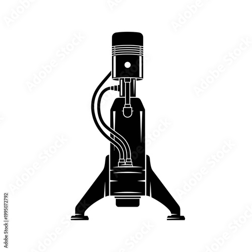 Rocket Pogo Suppressor Silhouette, Hydraulic Component and Aerospace Engineering Concept.
