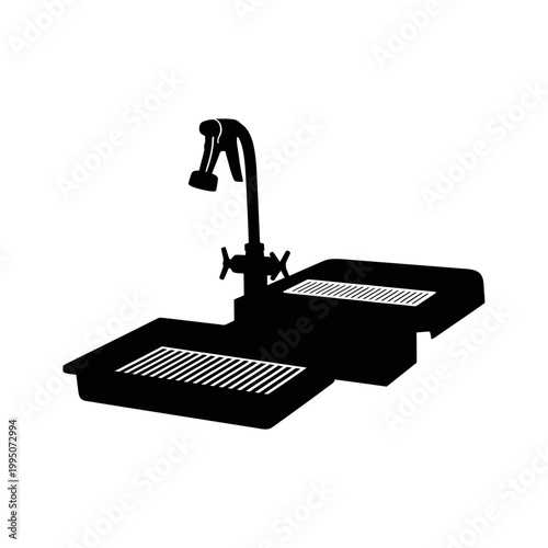 Fab Facility Cleanroom Boot Washing Station for Contamination Prevention Vector Silhouette