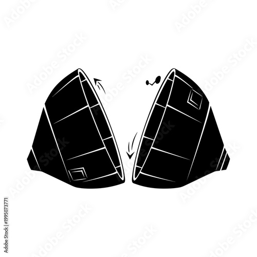 Rocket Payload Fairing Splitting Open Silhouette, Spacecraft Deployment and Aerospace Concept.