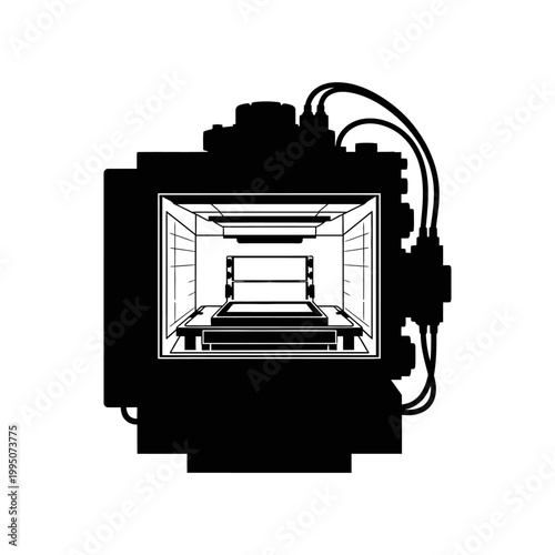 Cryogenic Wafer Cooling Station for Semiconductor Fabrication Process Tech Vector Silhouette