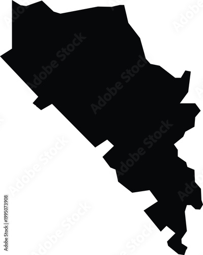 Kwun Tong District Hong Kong Map Silhouette Isolated Illustration