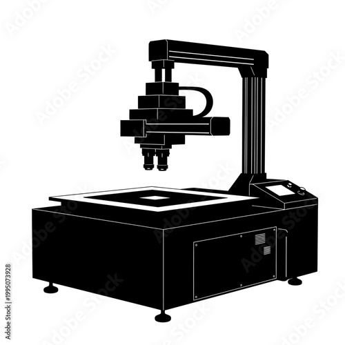 Black Silhouette of Automated Optical Inspection AOI Machine for Quality PCB Manufacturing