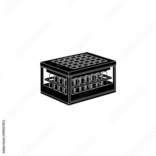 Cryogenic Storage Box for Vials in Scientific Deep Freeze Laboratory Tech Vector Silhouette