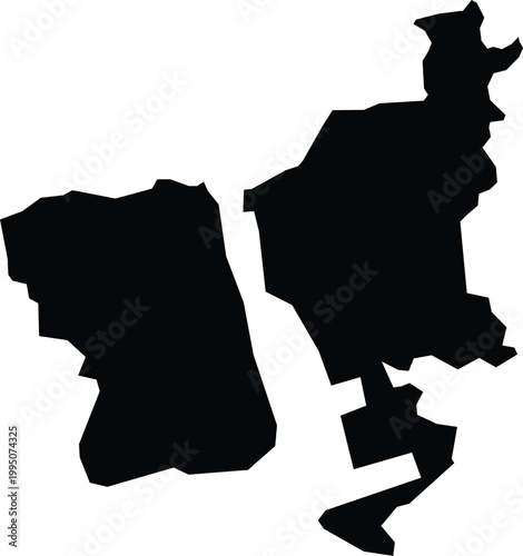 Kwai Tsing District Hong Kong Map Silhouette Isolated Illustration