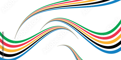 Five Color Lines Dynamic Design Colorful modern illustration