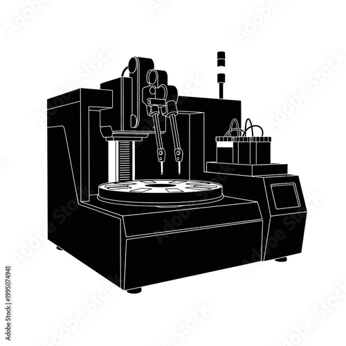 Black Silhouette of Automated Slide Stainer Machine for Pathology and Histology Research