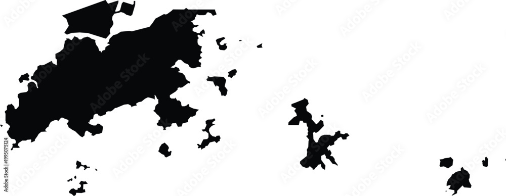 Obraz premium Lantau Island Hong Kong Map Silhouette Isolated Illustration