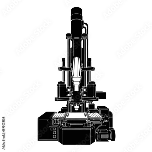 Black Silhouette of Electron Beam Lithography System for Nanoscale Semiconductor Fab